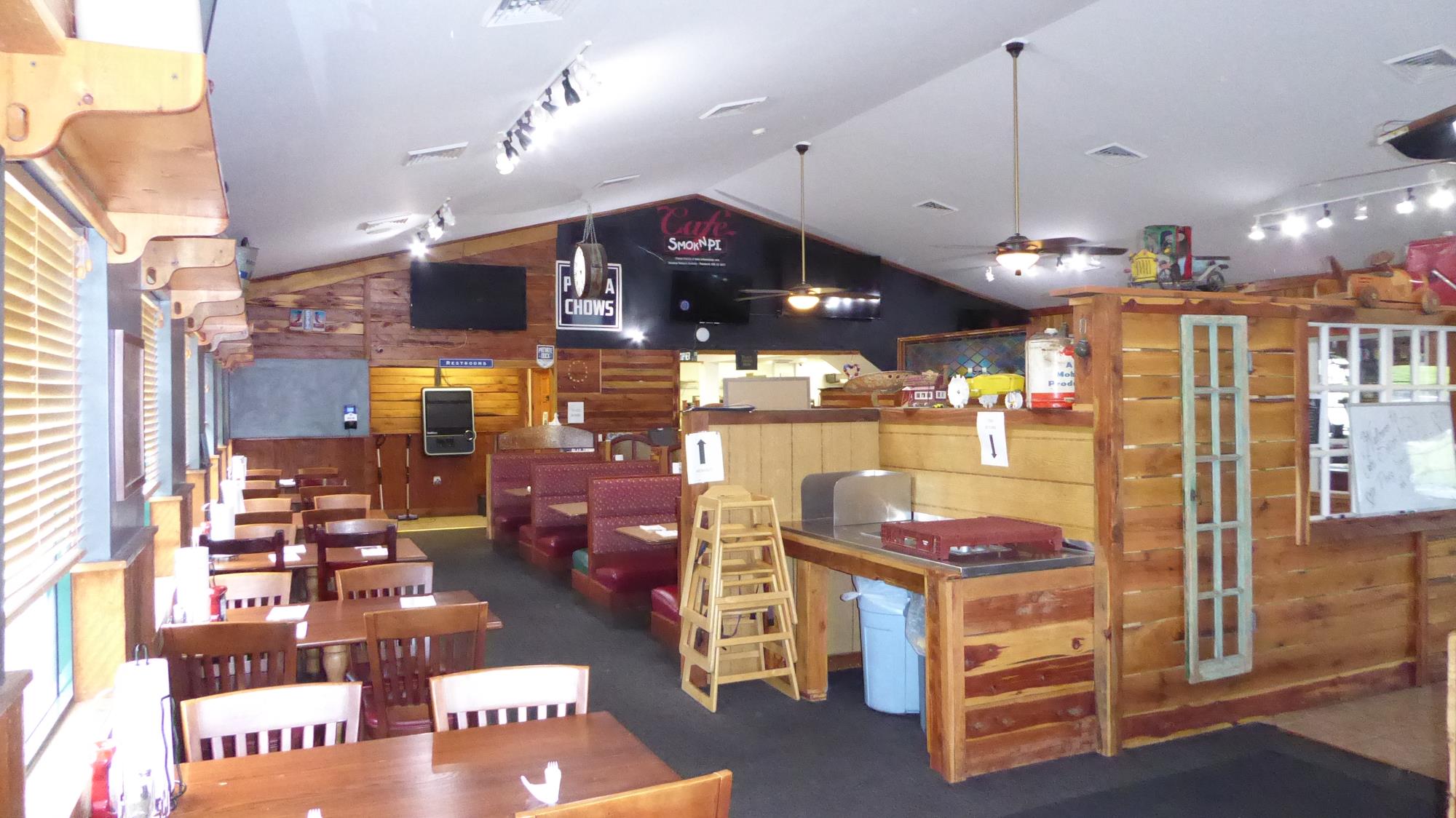 A view of the dining room in July 2022
